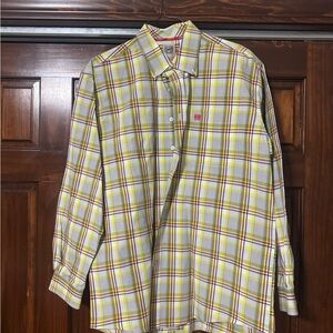 Cinch Men's Yellow and White Plaid Shirt
